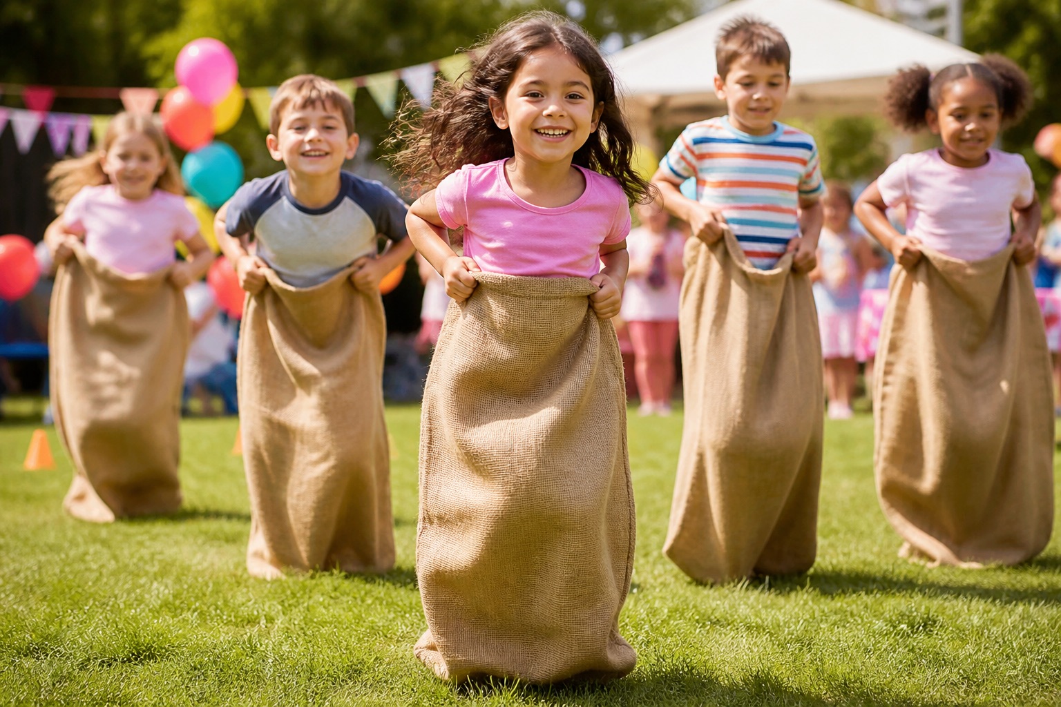 Sack Race rental at a Grazie Mille event